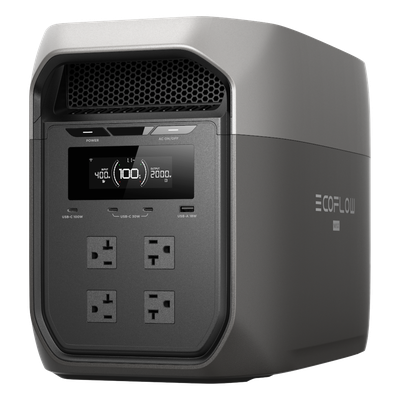 ECOFLOW - Estación de Energía Portátil / 2048 Wh / Salida CA 2400 W (Surge 4800 W) / Batería LiFePO4 / Carga Solar 500 W / UPS 10 ms