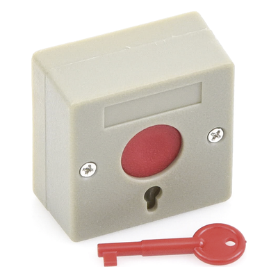 ACCESSPRO - Botón de Pánico / Restablecimiento con Llave / Contactos NO/COM/NC 3A/24VDC / Material Ignífugo / 53x53x27 mm