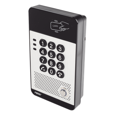FANVIL - Audio Portero IP con 2 líneas SIP, relevador integrado, teclado numérico y lectora de tarjetas RFID para control de acceso, PoE