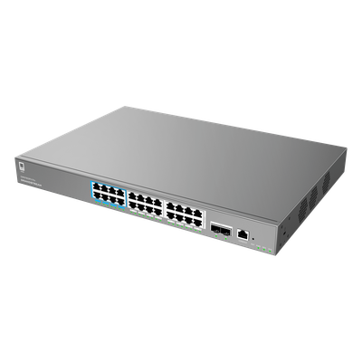 GRANDSTREAM - Switch Administrable L2++ / 24 Puertos Gigabit PoE++ 400W / 2 SFP+ / 88 Gbps / 65.472 Mpps / VLAN 4K / QoS Avanzado