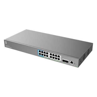 GRANDSTREAM - Switch Empresarial L2++ / 16 Puertos Gigabit PoE++ 250W / 2 Puertos SFP+ 10G / Switching 72 Gbps / Gestión Cloud y Local / VLAN 4K / QoS Avanzado