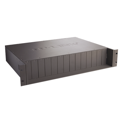 TP-LINK - Chasis para Montaje en Rack / 14 Bahías / 2U / Alimentación 9 VCC / 14 Salidas / 100-240 VCA / Plug and Play