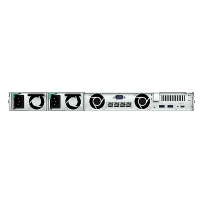 SYNOLOGY - Servidor NAS Rackmount / 4 Bahías Hot-Swappable / 1U / 2000/1300 MB/s Lectura/Escritura / 4 Puertos 1GbE RJ45 / PCIe 3.0 x8 / Dual Power Supply Redundante / DSM / Almacenamiento Empresarial
