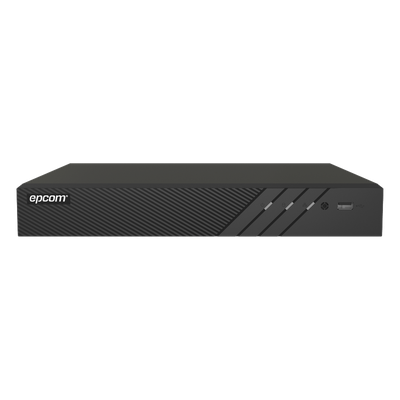 EPCOM PROFESSIONAL - DVR Pentahíbrido / 24 Canales / 16 TURBOHD + 8 IP / 8 Megapixel (4K) / Audio Bidireccional / Reconocimiento Facial / 2 Bahías HDD / H.265+
