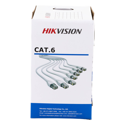 HIKVISION - Bobina de Cable / Cat 6 / 100% Cobre / 305 m (1000 pies) / 24 AWG / 250 MHz / Interior CMX / Blanco