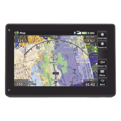 GARMIN - Navegador portátil aeronáutico / Pantalla táctil 7' / Visión 3D / Receptor SBAS/WAAS/GLONASS / Tráfico aéreo / 4 horas batería