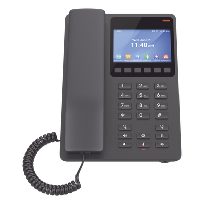 GRANDSTREAM - Teléfono IP Hotelero / Pantalla LCD Color / 2 Líneas SIP / Wi-Fi 6 Doble Banda / Codec Opus / USB-C Carga Rápida