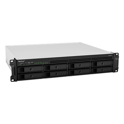 SYNOLOGY - Servidor NAS Rack / 8 Bahías Expandible a 12 / CPU AMD Ryzen V1500B / 4 GB DDR4 ECC Hasta 32 GB / 10/25GbE SFP28 / Lectura 2,315 MB/s / Escritura 1,147 MB/s