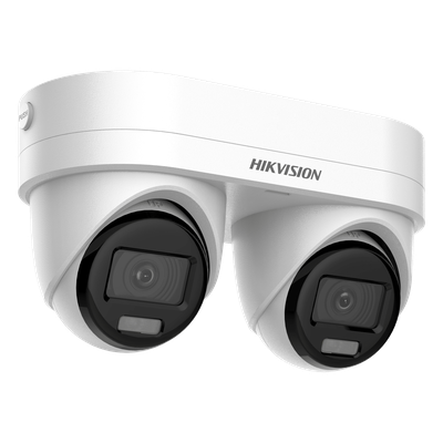 HIKVISION - Cámara IP Dual Lente / 4 Megapixel por Sensor / WDR 120 dB / IR 10 m (32.8 ft) / IP67 / IK10 / PoE / Audio Bidireccional