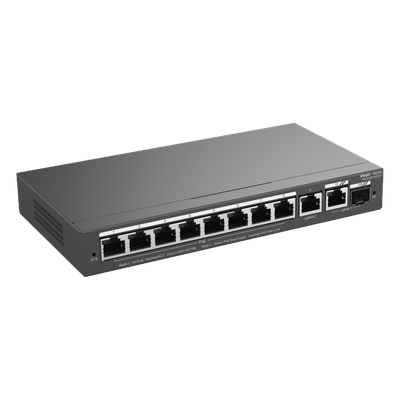 RUIJIE - Switch Administrable / 8 Puertos PoE+ / 130 W / 2 Uplinks Gigabit / 20 Gb/s / Sin Ventilador