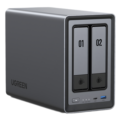 UGREEN - NAS 2 Bahías / Intel N100 4 Núcleos / DDR5 8 GB / SATA 48 TB / M.2 NVMe 16 TB / Ethernet 2.5G / HDMI 4K