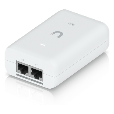 UBIQUITI - Adaptador PoE+ / 30 W / 2.5 Gbps / 48V 0.65A / (2) Puertos RJ45 Blindados / LED Indicador / Protección contra Sobretensiones