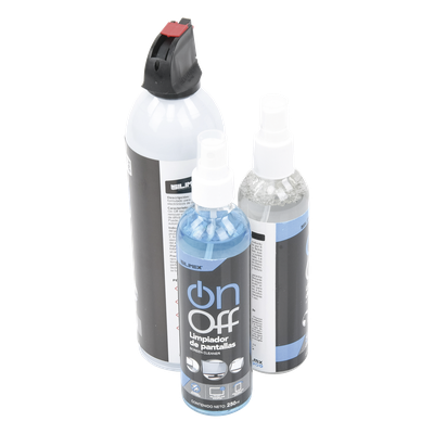 SILIMEX - Kit de Limpieza para Electrónicos / 4 Productos Especializados / Aire Comprimido 660 ml / 2 Limpiadores 250 ml / 2 Microfibras 30x30 cm