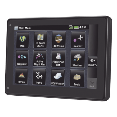GARMIN - Navegador portátil aeronáutico / Pantalla táctil 7' / Visión 3D / Receptor SBAS/WAAS/GLONASS / Tráfico aéreo / 4 horas batería