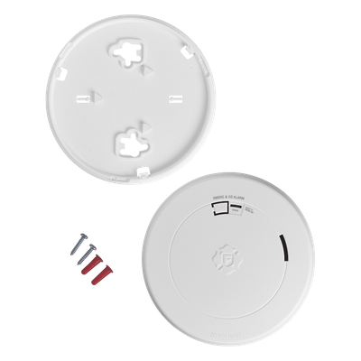 FIRST ALERT - Detector Combo de Humo y CO / Batería Sellada de Litio 10 Años / Sensor Fotoeléctrico y Electroquímico / Alarma 85 dB / Diseño Ultra Delgado / Instalación Sin Cableado