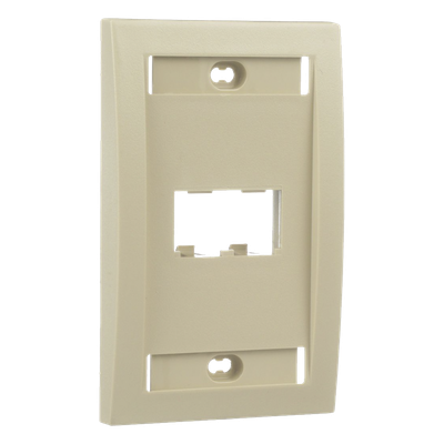 PANDUIT - Placa de Pared Vertical / 2 Puertos Mini-Com / Espacios para Etiquetas / Perfil Elevado / Marfil