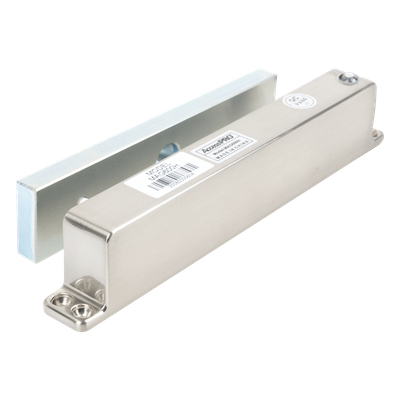 ACCESSPRO - Chapa Magnética Electromagnética / 600 lbs (272 kg) / Montaje Superficial / IP68 / Dual 12V/24V DC / -10°C a +55°C