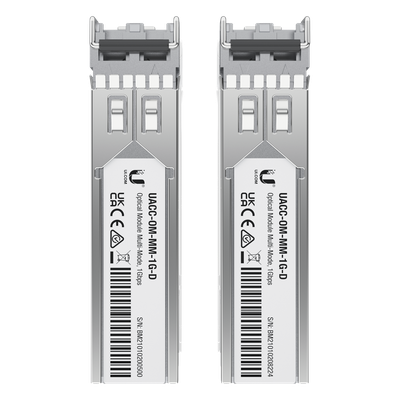 UBIQUITI - Transceptor SFP / 1 Gbps / Multimodo / 850 nm / LC Dual / 550 m (1804.5 ft) / Paquete 2 Piezas