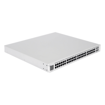 UBIQUITI - Switch PoE administrable / 48 puertos Gigabit PoE+ / PoE++ 802.3bt / 4 SFP+ 10G / 600W / 1.72' de alto
