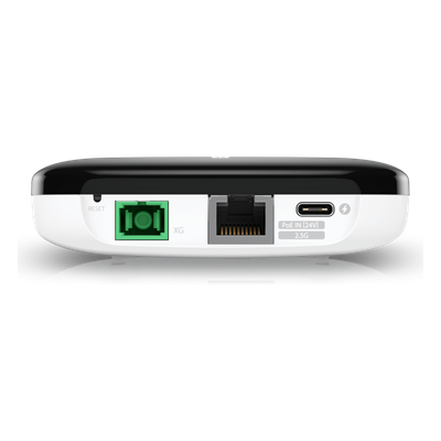 UBIQUITI - ONU XG-PON / 10 Gbps Bajada / 2.5 Gbps Subida / Alcance 20 km (12.4 mi) / SC/APC / Puerto 2.5GbE / Gestión UISP