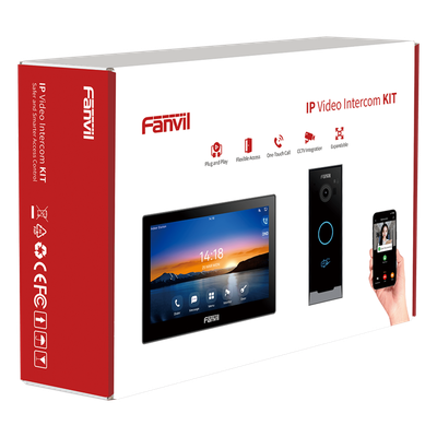 FANVIL - Kit Videoportero IP / Pantalla Táctil 7" HD / Cámara 2 Megapixel / Wi-Fi Dual Band / PoE / 10,000 Tarjetas RFID / ONVIF