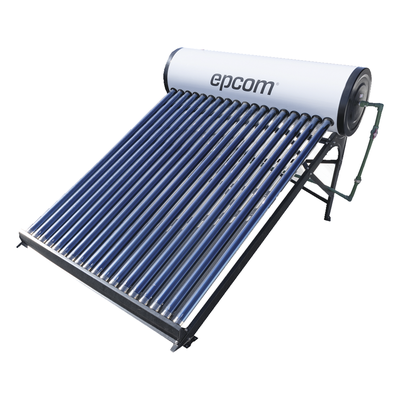 EPCOM - Calentador Solar de Baja Presión / 180 L / 18 Tubos de Vacío / Acero Inoxidable Grado Alimenticio / Resistencia a Granizo 25 mm / Ánodo de Magnesio