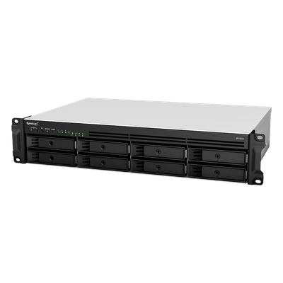 SYNOLOGY - Servidor NAS Rack / 8 Bahías SATA / Expansión a 12 Bahías / CPU AMD Ryzen V1500B / 4 GB DDR4 ECC / 10/25GbE PCIe / Fuente Redundante / Chasis 2U