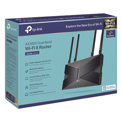 TP-LINK - Router WiFi 6 / Doble Banda AX1800 / 4 Puertos LAN Gigabit / 4 Antenas Beamforming / EasyMESH / CPU Dual-Core