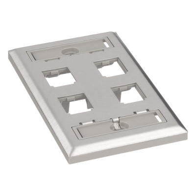 PANDUIT - Placa de Pared Vertical / Acero Inoxidable Grado 304 / 4 Puertos Mini-Com / 69.8 x 114.3 mm / 2.75 x 4.5 pulg.