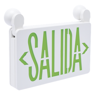 SFIRE - Letrero de Emergencia LED / Dual Salida y Luz de Emergencia / Montaje Universal Pared-Lateral-Techo / Doble Voltaje 120-277 VAC / Batería 6V 4.5Ah / Consumo 3W