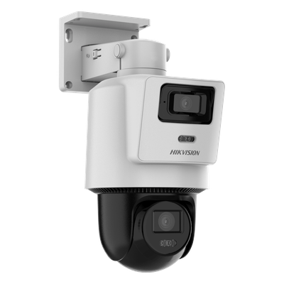 HIKVISION - Cámara PTZ TandemVu IP / Dual Sensor 4 MP + 4 MP / Lentes 2.8 mm + 8 mm / Dual Light IR + Blanca 30 m (98.4 ft) / PoE 802.3at / IP66