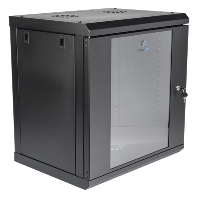 LINKEDPRO - Gabinete de Pared 12U / Profundidad 455 mm (18 in) / Cristal Templado / Acero Reforzado / Carga 80 kg