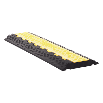 ACCESSPRO - Protector de Cable / 3 Canales / Carga 5 Toneladas / Canal 30x30 mm / Base Goma y Tapa Plástico / 90 cm Largo / Amarillo-Negro