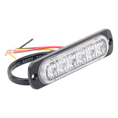 SIGNALPRO - Luz Auxiliar LED / 6 LED / Rojo / Perfil Ultra Bajo 9 mm (0.35 in) / SAE J595 Clase 1 / ECE R65 / IPX7