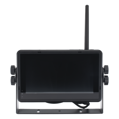 EPCOM - Sistema de Cámara de Reversa Inalámbrico / Monitor Táctil 7" 1024x600 / Transmisión 2.4 GHz / Alcance 200 m (656.2 ft) / IP69K / 12-24 VDC
