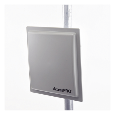 ACCESSPRO - Lector RFID UHF / Alcance Ajustable 3 - 12 m (9.8 - 39.4 ft) / Frecuencia 902-928 MHz FHSS / Antena Integrada 12 dBi / Salida Wiegand 26 Bits / TCP-IP / Control de Acceso Vehicular