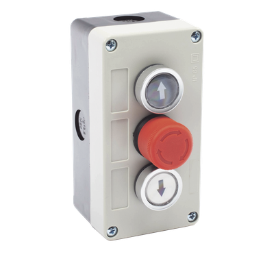 ACCESSPRO - Botonera Triple / Botón Stop Enclavado / 24 VCC / IP40 / 68 x 131 x 51 mm / -20 a 50 °C