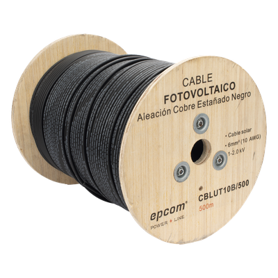 EPCOM POWERLINE - Cable Fotovoltaico / 6 mm² (10 AWG) / 2000V / Rango Térmico -40°C a 120°C / Rollo 500 m / UL 4703 y TUV