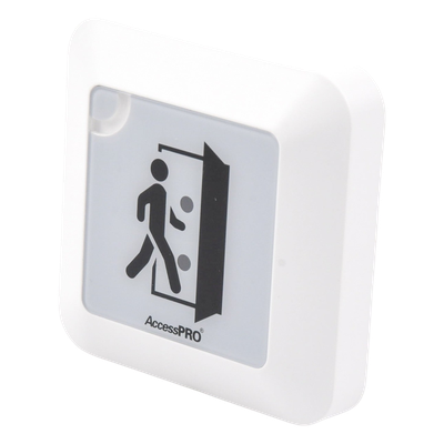 ACCESSPRO - Botón de Salida Sin Contacto / Detección Ajustable 4 a 15 cm / Temporizador 0-30 s / RF 433 MHz / Montaje Superficial / Voltaje Dual 12/24 VCC