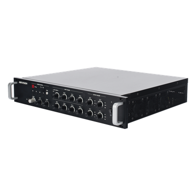 HIKVISION - Amplificador de Red / 4 Zonas 250W / Salida 100V/70V / Bluetooth 5.0 / Entrada de Alarma / Síntesis de Voz TTS