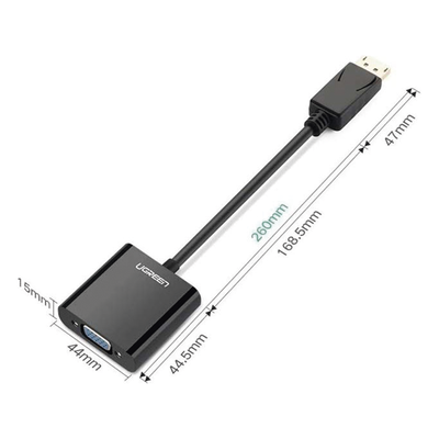 UGREEN - Adaptador DisplayPort a VGA / 1920x1200@60Hz / Chipset ANX9833 / Plug & Play / ABS Negro