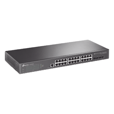 TP-LINK - Switch Administrable L2+/L3 / 24 Puertos Gigabit / 4 Puertos SFP+ 10G / 128 Gbps / Sin Ventilador / Omada SDN