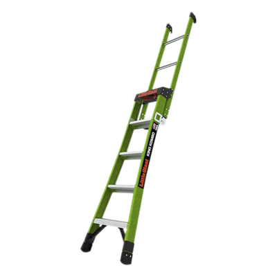 LITTLE GIANT LADDER SYSTEMS - Escalera Profesional 3 en 1 / Fibra de Vidrio / Capacidad 375 lb (170 kg) / 6 ft (1.82 m) / No Conductora / Almohadilla Giratoria