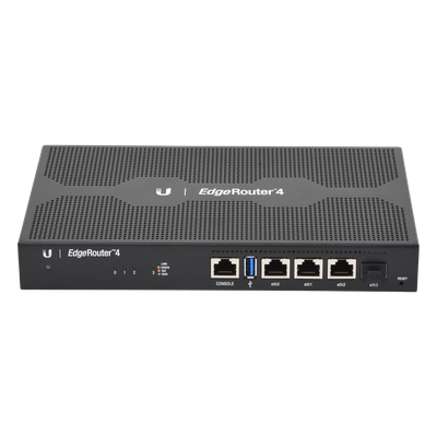 UBIQUITI - Router Edge / 4 Gbps / 3.4 Mpps / 3x RJ45 Gigabit + 1x SFP / 4-Core 1 GHz / 1 GB RAM / Rack 0.75 x 0.45 x 0.10 ft