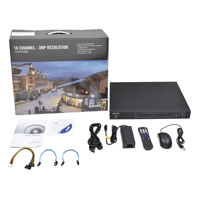 EPCOM - DVR 3 Megapixel / 16 Canales TURBOHD + 2 Canales IP / 2 Bahias de Disco Duro / H.264+ / 4 Canales de Audio / 16 Entradas de Alarma