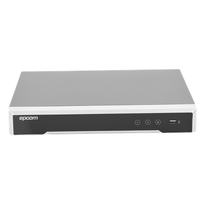 EPCOM - DVR 4 Canales TurboHD + 4 Canales IP/ 8 Megapixel/ Acusense/ Audio por coaxitron / 1 Bahía de Disco Duro /4 Entradas de Alarma / 1 Salida de Alarma / H.265+