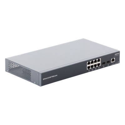 GRANDSTREAM - Switch Administrable Gigabit / 8 Puertos RJ45 + 2 SFP Uplink / 20 Gbps / 14.88 Mpps / GWN Cloud