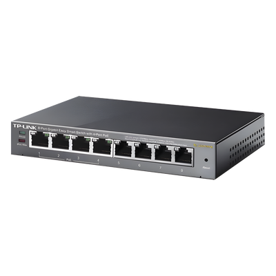 TP-LINK - Switch PoE Easy Smart / 8 puertos Gigabit / 4 puertos PoE 802.3af / 55 W total / 11.9 Mpps