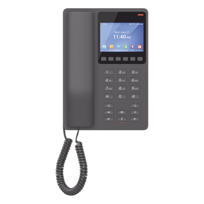 GRANDSTREAM - Teléfono IP Hotelero / Pantalla LCD Color / 2 Líneas SIP / Wi-Fi 6 Doble Banda / Codec Opus / USB-C Carga Rápida