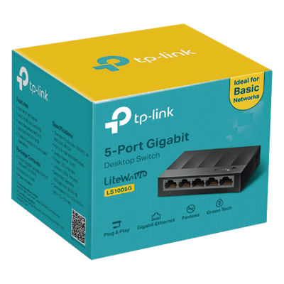 TP-LINK - Switch / 5 Puertos Gigabit / 10 Gbps / Fanless / 3.5×2.8×0.9 in